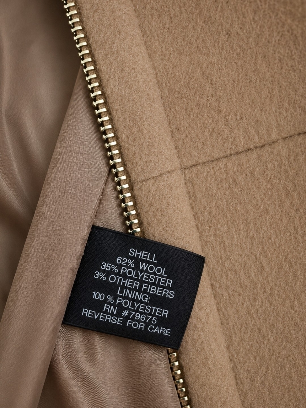 Michael Kors Camel Wool Blend Zip Front Coat Jacket Gold Hardware Women's - Picture 4 of 11